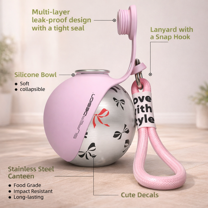 2-in-1 Portable Dog Water Bottle For Small Dogs - Leak-Proof Travel