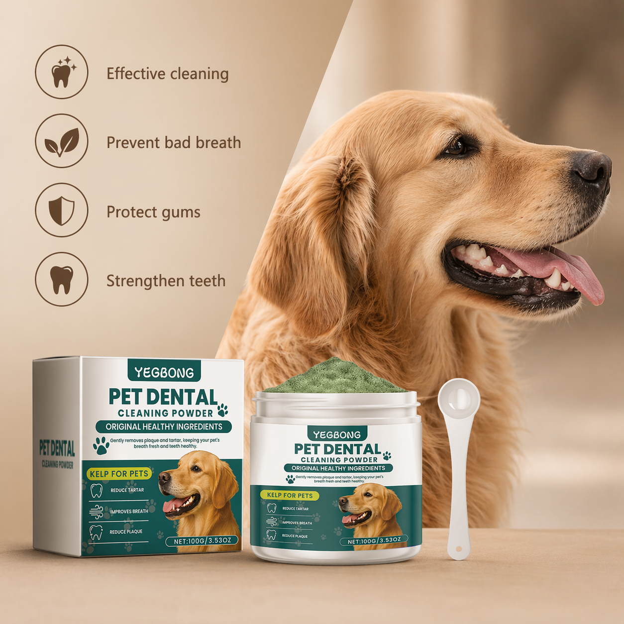 Pet Teeth Cleaning Powder For Dogs - Reduces Tartar And Freshens Breath