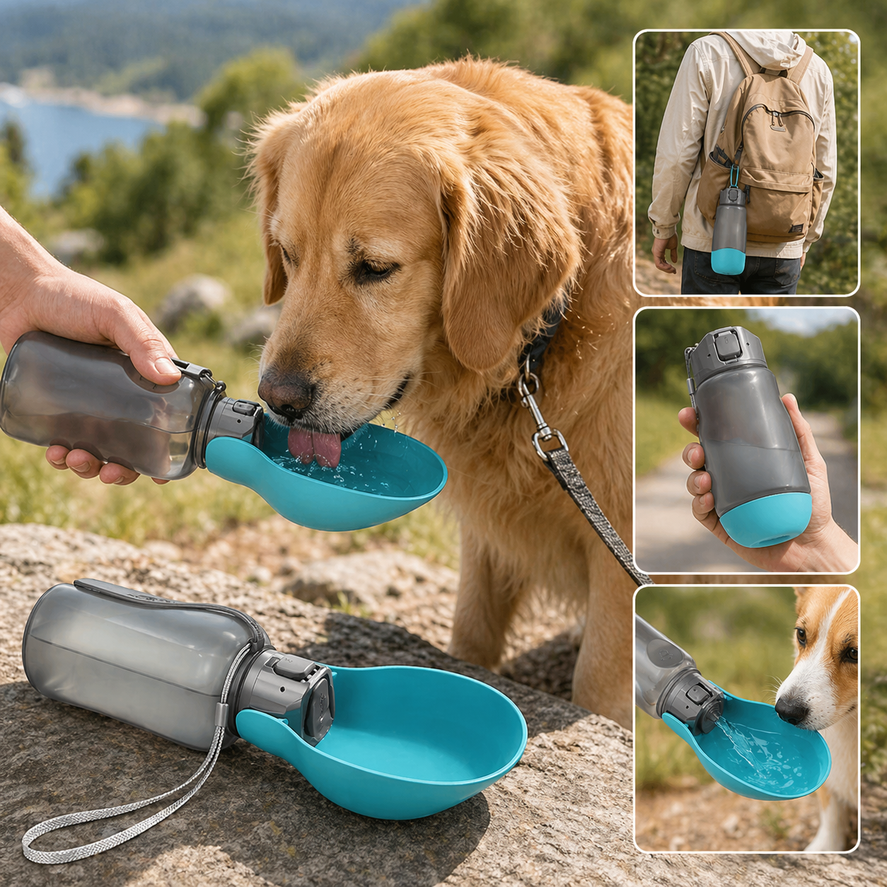 Foldable Pet Water Bottle 800ml Portable Dispenser For Dogs Cats