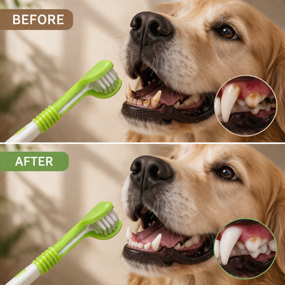 3-Sided Pet Toothbrush For Dogs And Cats - Tartar Removal Dental Care