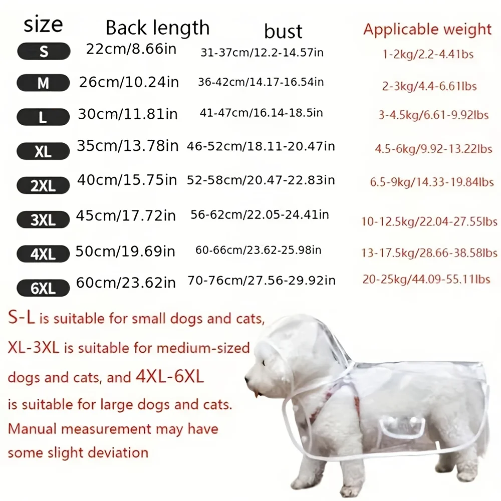 Transparent Waterproof Dog Raincoat For Small Medium Dogs