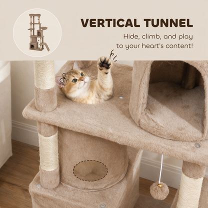PawHut 170cm Cat Tower Scratching Post With Cave And Plush Balls