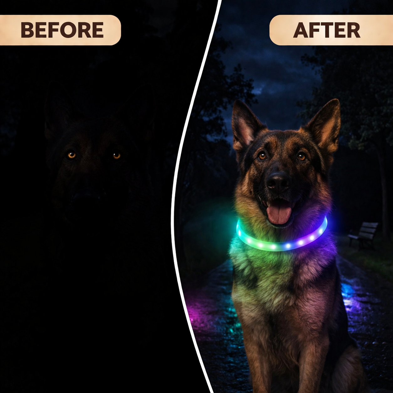 USB Rechargeable LED Dog Collar with 9 Flashing Modes