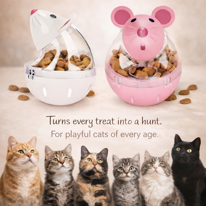 Pet Feeder Cat Toy Mouse Rolling Food Dispenser Bowl For Kittens