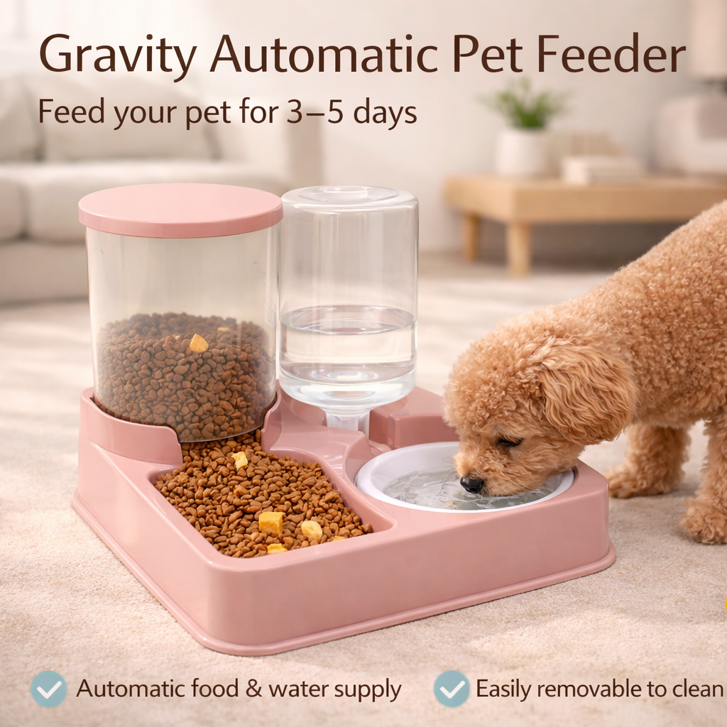 Automatic Cat Feeder Water Dispenser Set - 2 In 1 Pet Food Waterer