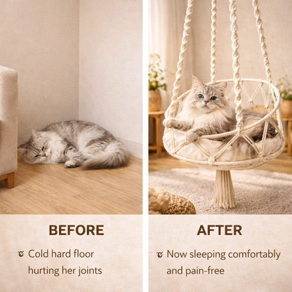 Winter Hand-Woven Kitten Hammock Hanging Cat Bed Bohemian Style