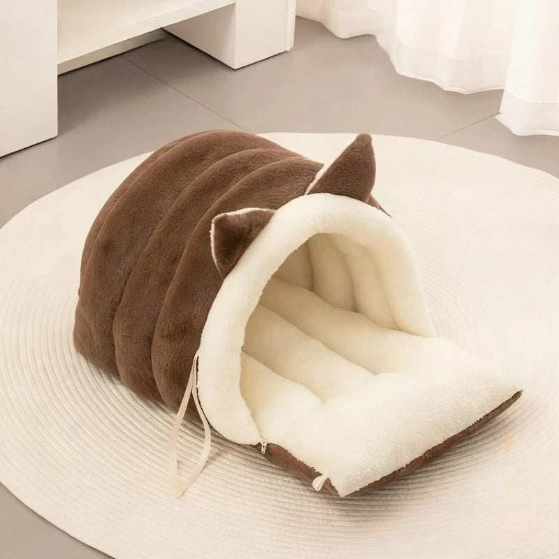 Cat Ear Bed - Soft Winter Pet Nest With Non-Slip Bottom