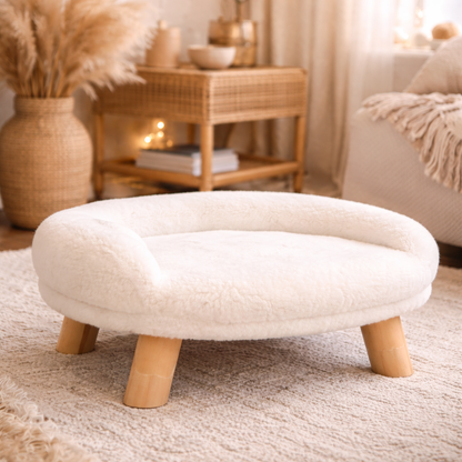 PawHut Dog Sofa - Raised Pet Bed With Wooden Legs For Dogs & Cats