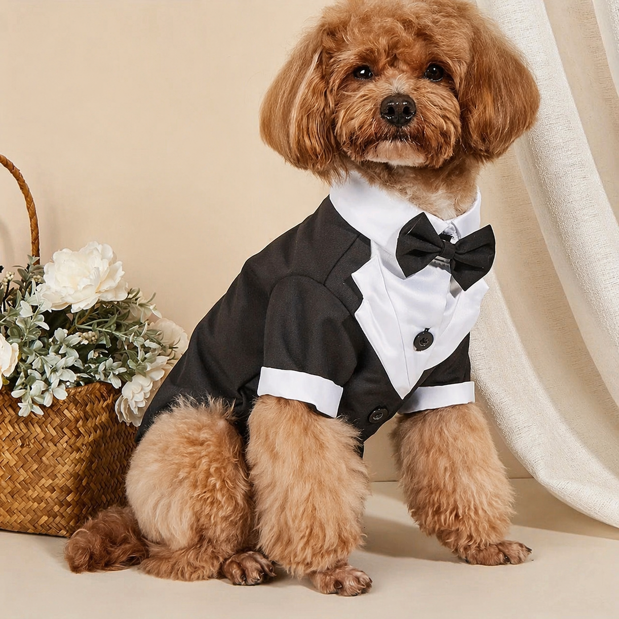 Pet Shirt Small Dog Wedding Formal Suit With Bow Tie Costume
