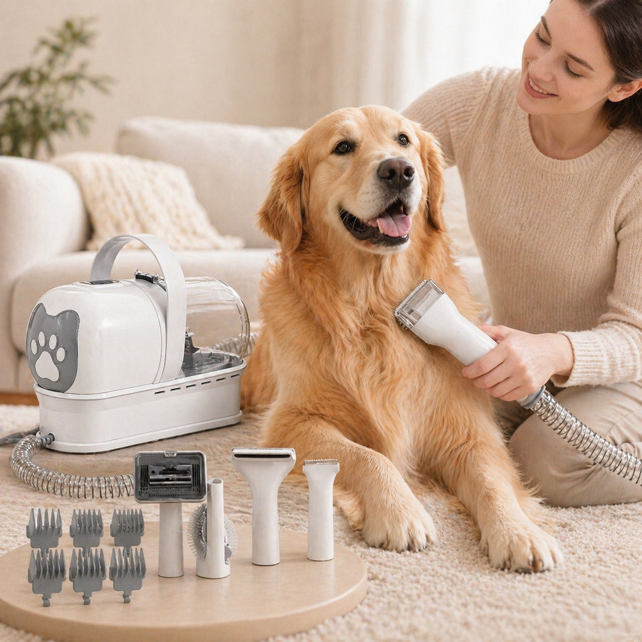 Dog Grooming Kit 7-in-1 Vacuum Hair Dryer Pet Care Set