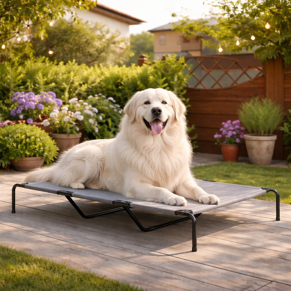 PawHut Elevated Dog Bed for Large Dogs with Steel Frame