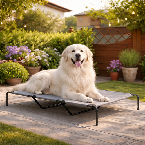 PawHut Elevated Dog Bed for Large Dogs with Steel Frame