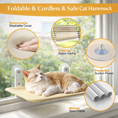 Cordless Cat Window Hammock With Suction Cup Hanging Bed