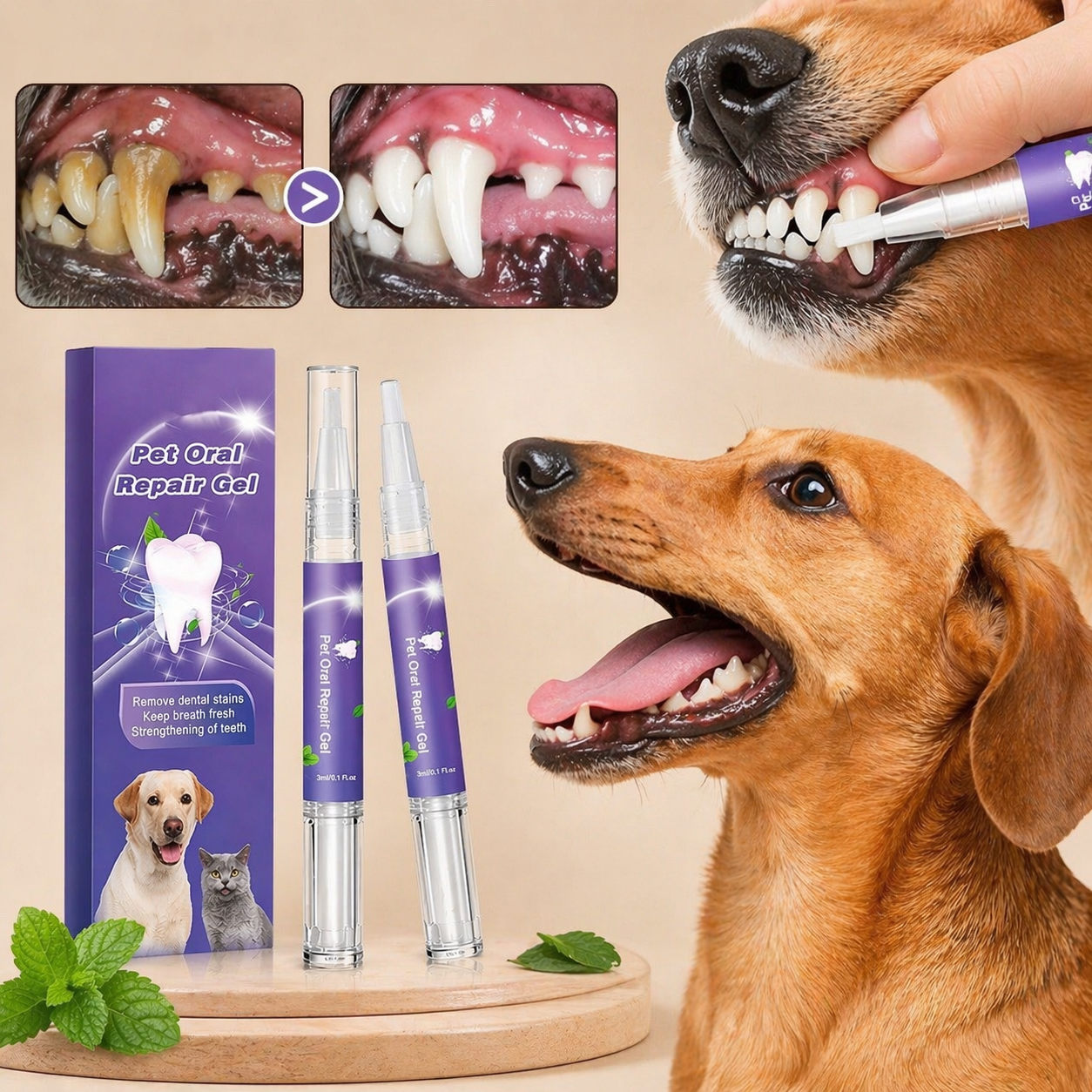 Pet Oral Repair Gel - Tartar Removal & Teeth Whitening For Dogs
