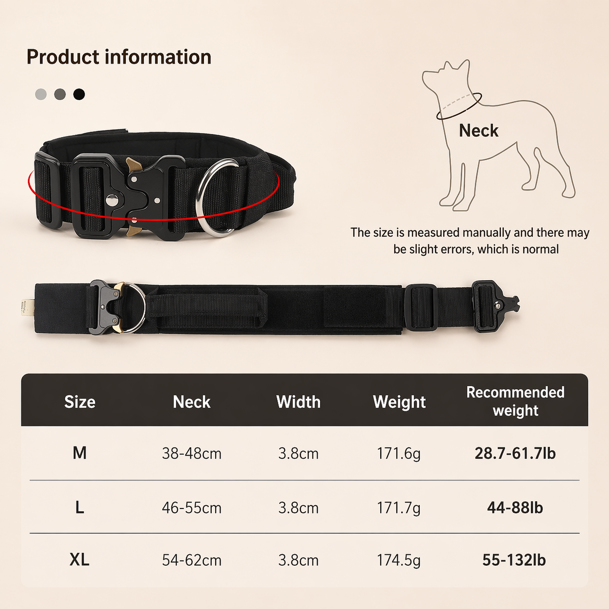 Tactical Dog Collar and Leash Set for Large Dogs - Durable Training