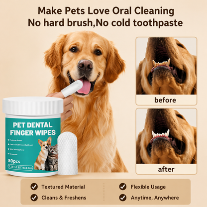 Pet Teeth Cleaning Wipes - Dental Finger Wipes For Dogs Cats