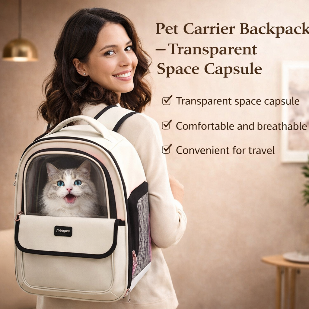 Pet Carrier Backpack - Transparent Space Capsule Design For Cats Dogs