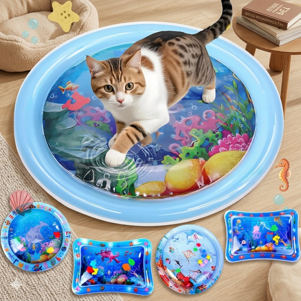 Cat Water Play Mat - Interactive Sensory Cooling Toy For Cats