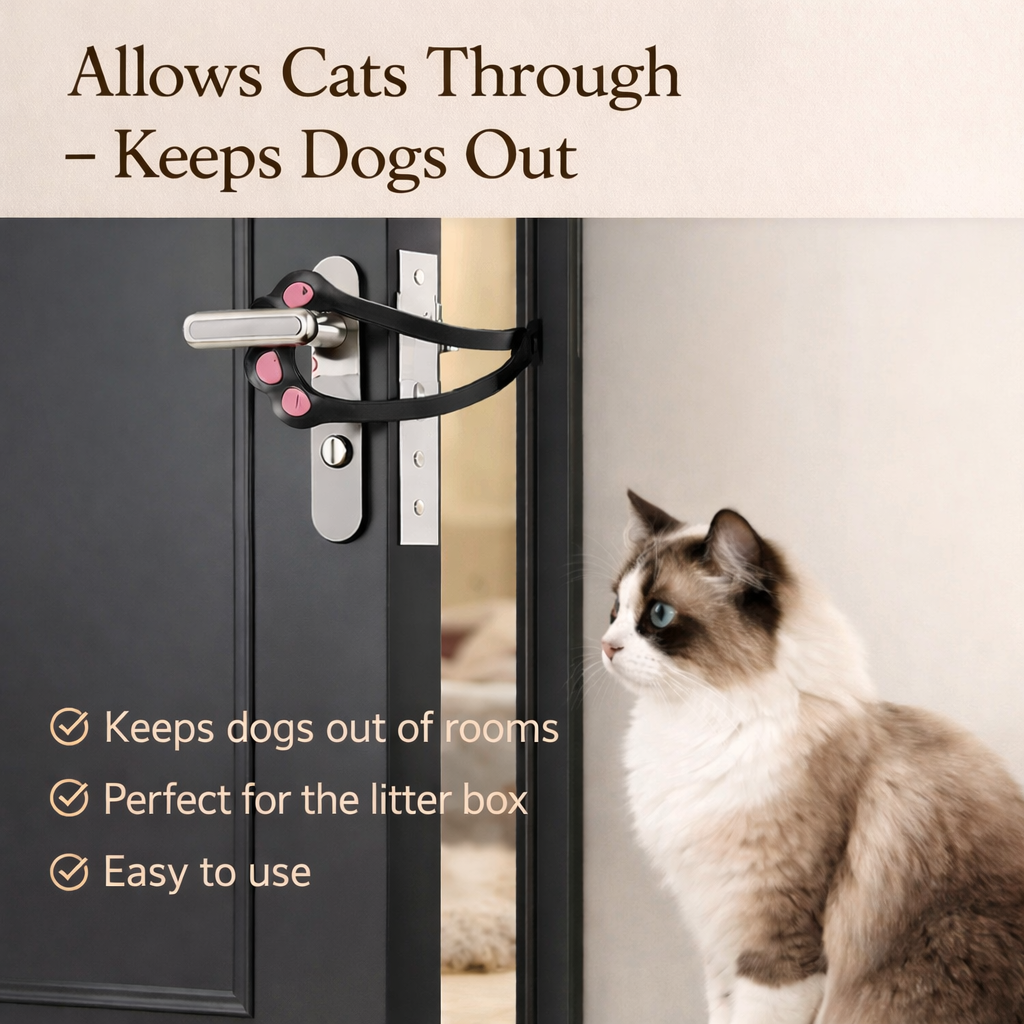 Adjustable Dog Door Latch - Pet Gate Lock Strap Keeps Dogs Out