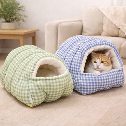 Foldable Winter Pet Bed for Cats and Dogs - Thickened Enclosed Design