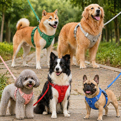 Dog Chest Harness Set - 11 Colors Waterproof PVC with Leash