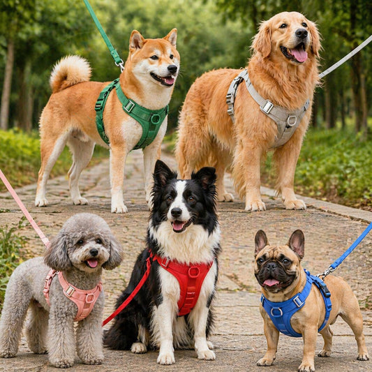 Dog Chest Harness Set - 11 Colors Waterproof PVC with Leash