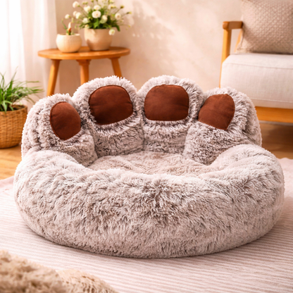 Bear Paw Dog Bed - Soft Fluffy Pet Sofa for Small Medium Large Dogs