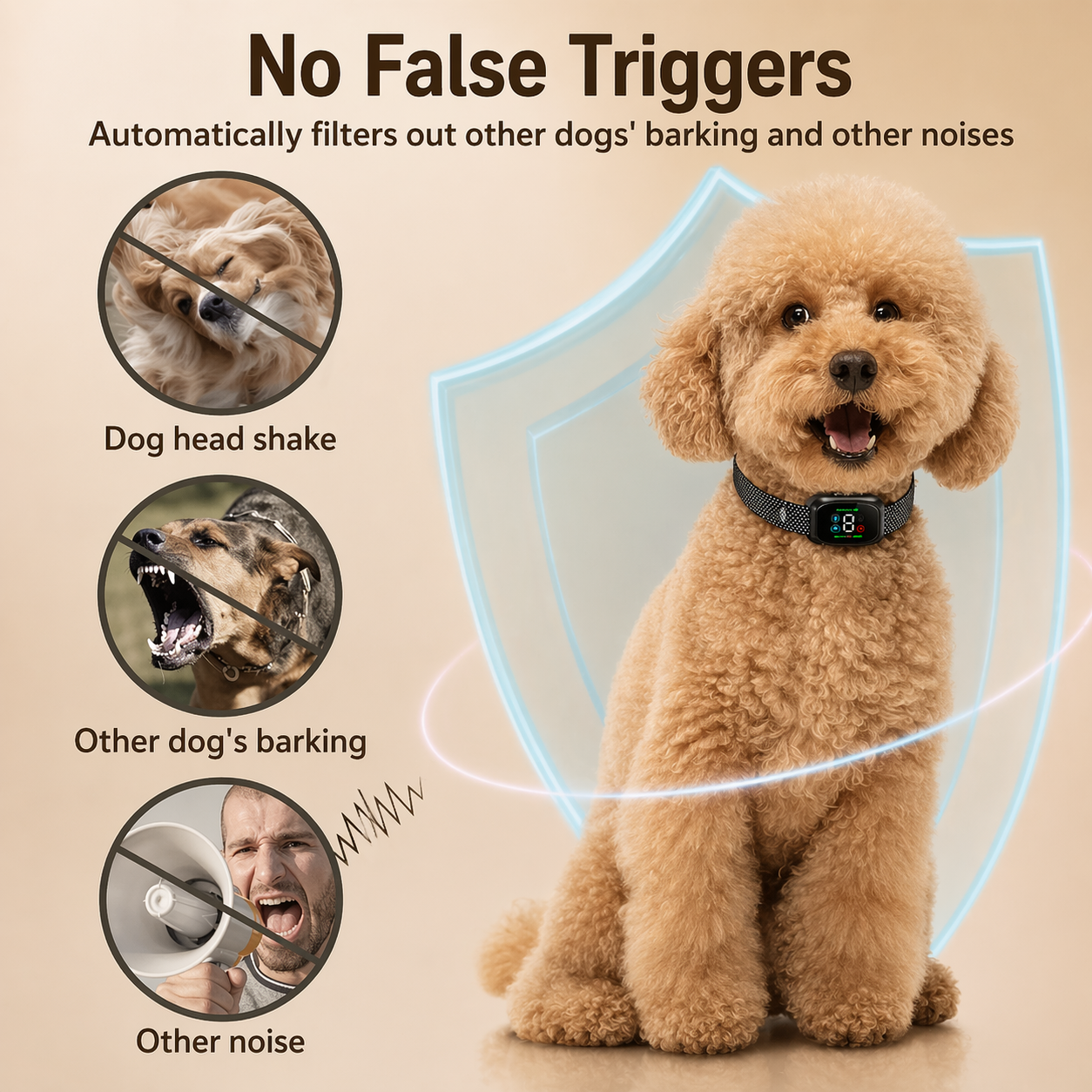 Smart Anti Bark Collar for Dogs - Rechargeable Waterproof Training