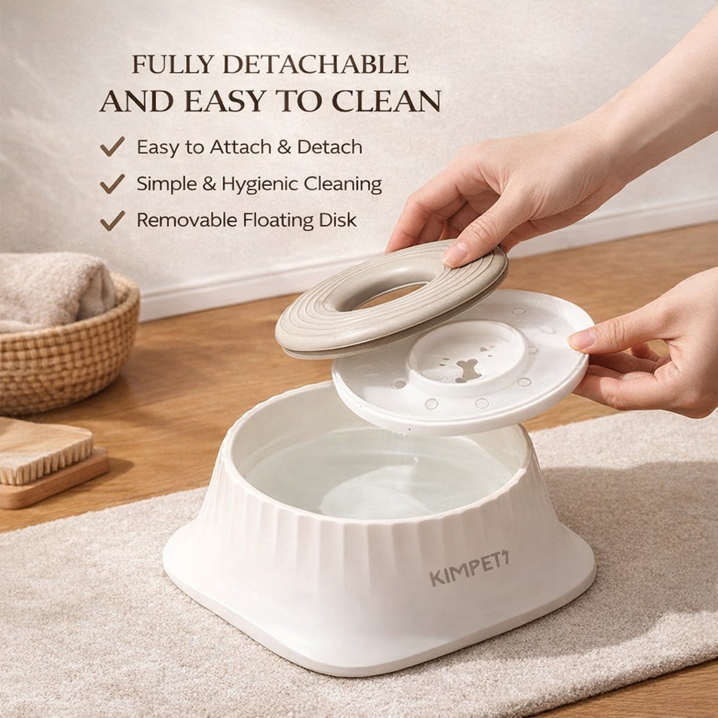Suspended Dog Water Bowl - 1.5L Anti-Tip Splash Proof Dispenser