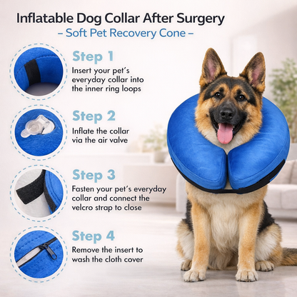 Inflatable Dog Collar After Surgery - Soft Pet Recovery Cone
