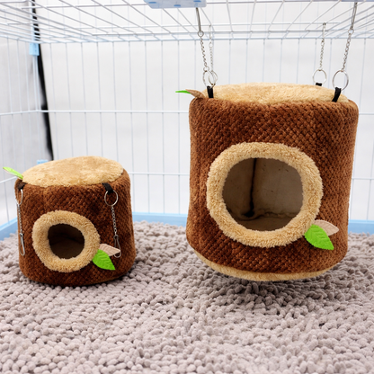 Small Pet House Hamster Tree Stump Hammock Bed For Rodents