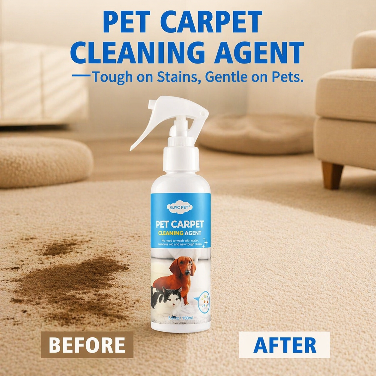 Pet Carpet Cleaner For Dogs And Cats - Urine Stain Odor Remover
