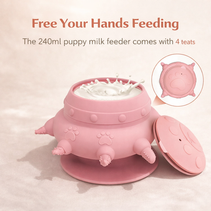 Newborn Puppy Kitten Feeder - 4-Nipple Milk Feeding Bowl for Small Pets