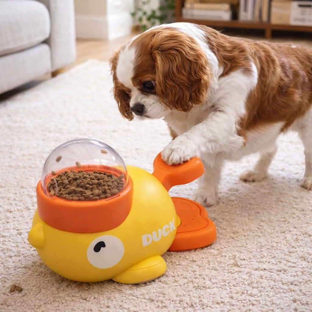 Interactive Duck Pet Feeder Puzzle Toy For Dogs And Cats