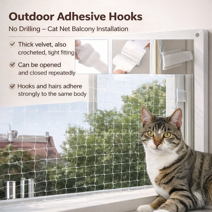 Outdoor Adhesive Hooks For Cat Net Balcony Installation No Drilling