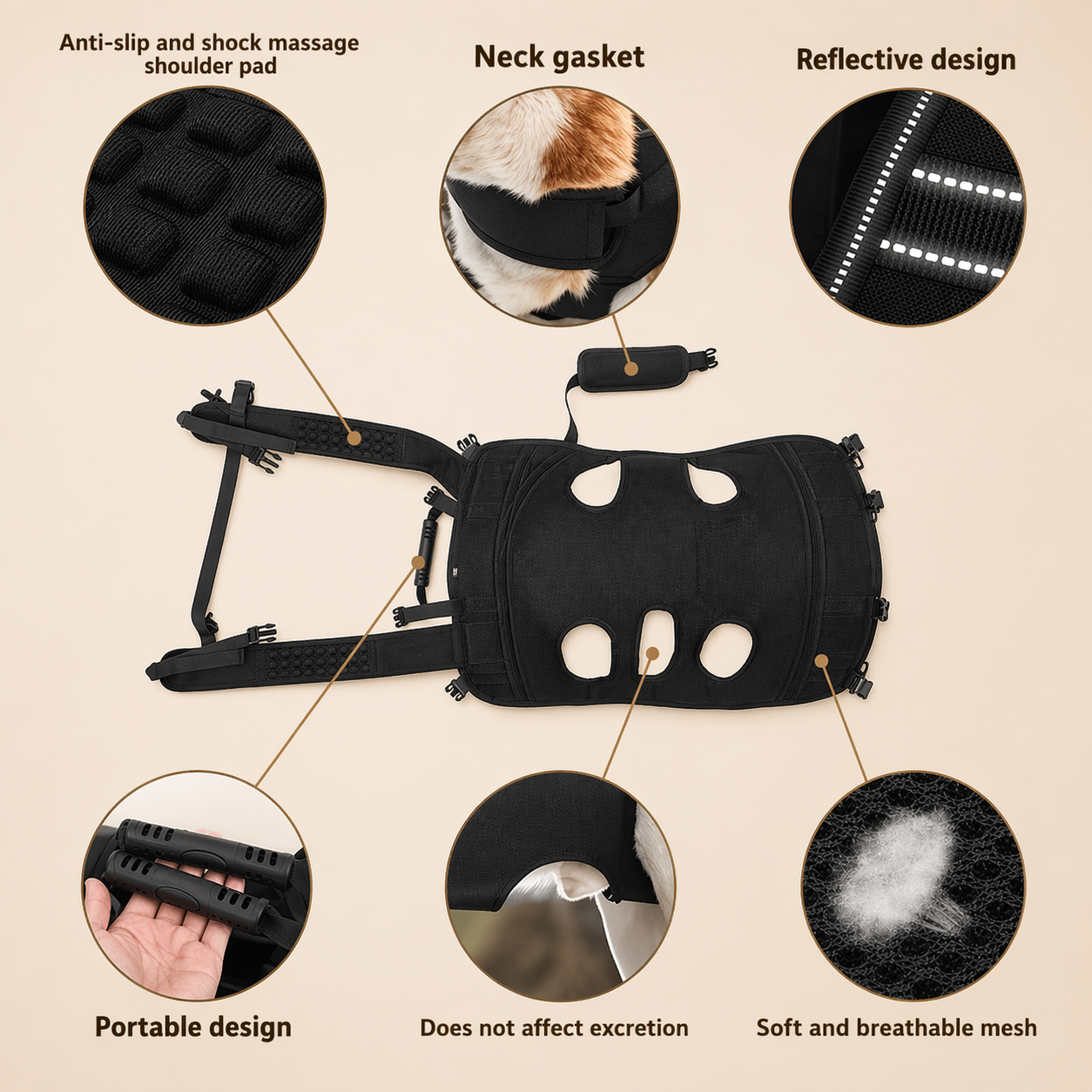 Multifunctional Dog Backpack Pet Carrier 4-Legs Design for Outdoor Travel