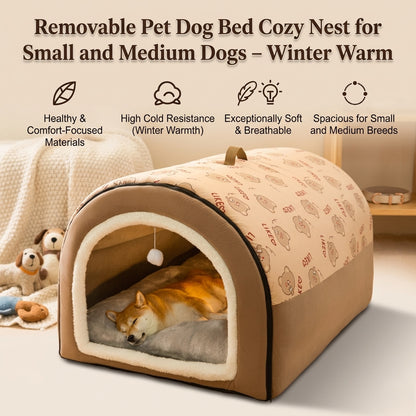 Removable Pet Dog Bed Cozy Nest For Small Medium Dogs Winter Warm