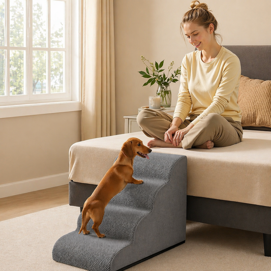 Pet Stairs With Non-Slip Washable Cover Gray