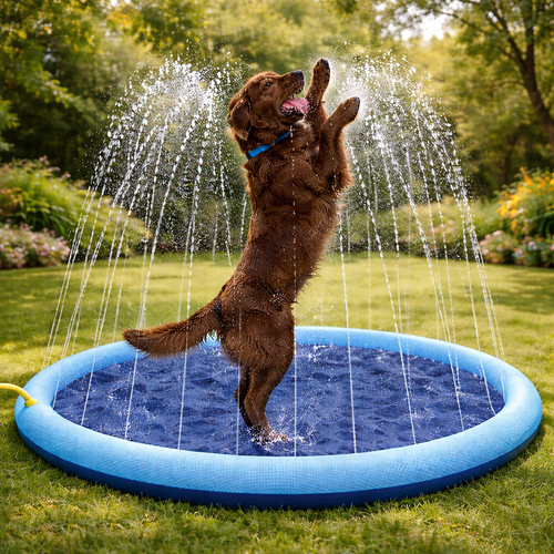 Large Inflatable Dog Pool - Outdoor Splash Pad For Pets Summer Play
