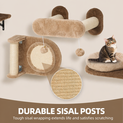 Balconera 11-Piece Cat Climbing Wall Set With House And Scratching Post