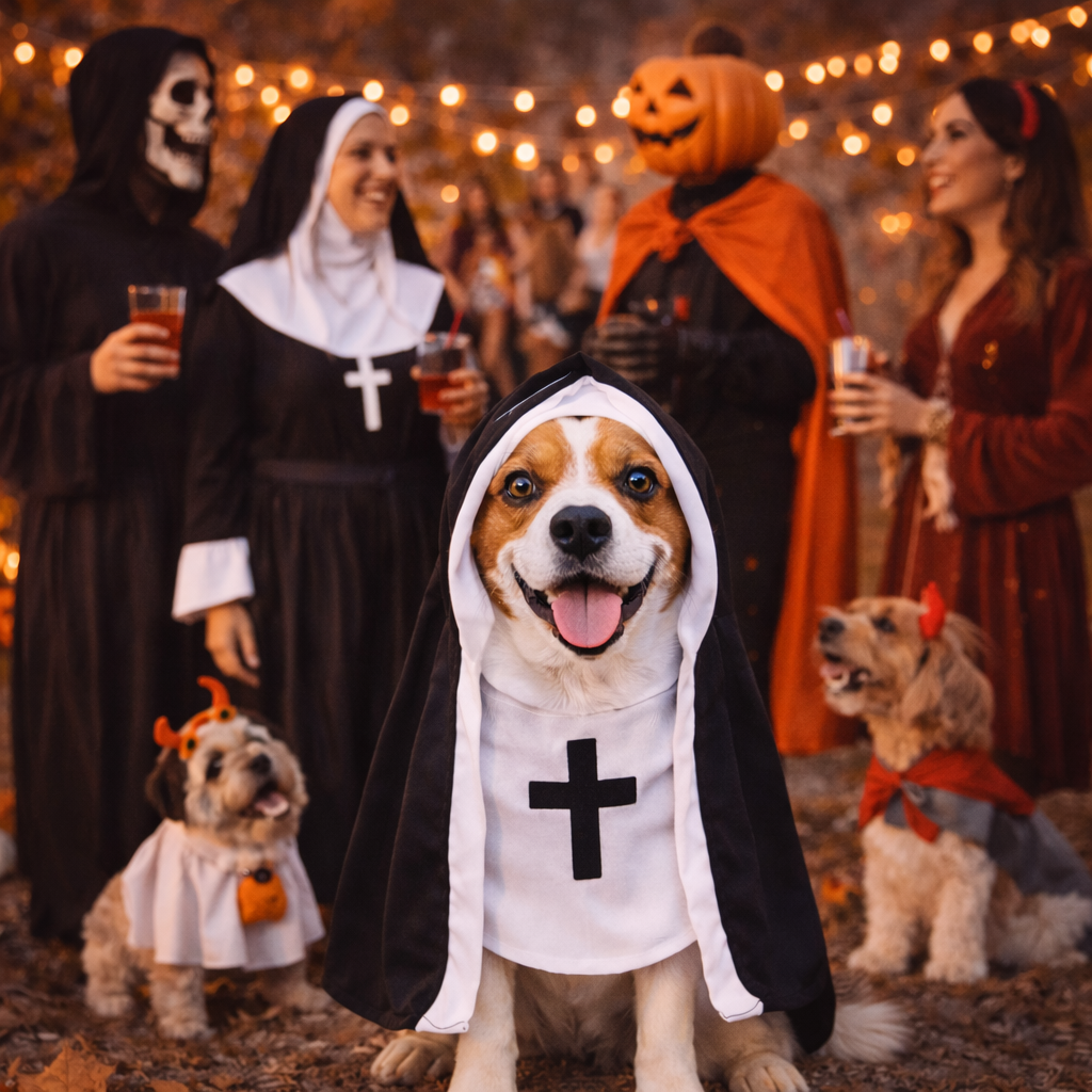 Halloween Dog Costume Cute Nun Cosplay Outfit For Small Large Dogs