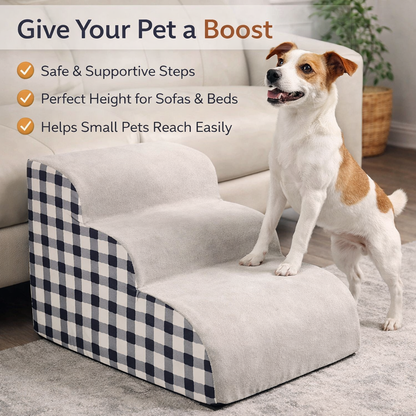 Pet Stairs For Sofa And Bed - 2/3 Step Foam Ramp For Small Dogs