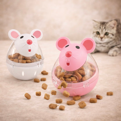 Pet Feeder Cat Toy Mouse Rolling Food Dispenser Bowl For Kittens