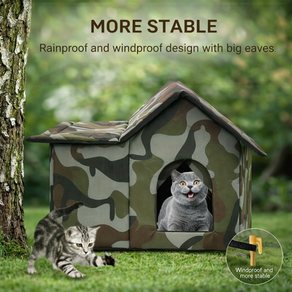 Oxford Cloth Cat House - Weatherproof Pet Cave Bed For Indoor Outdoor