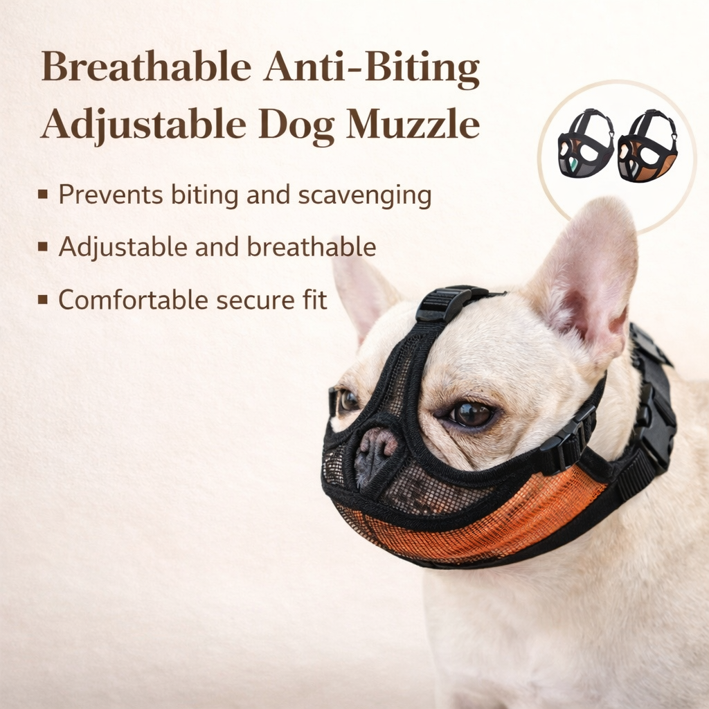 Bulldog Mask Anti-Biting Breathable Adjustable Dog Muzzle