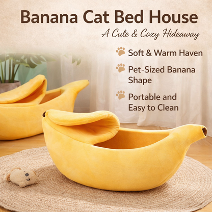 Banana Cat Bed House - Funny Cute Cozy Pet Mat Warm Portable