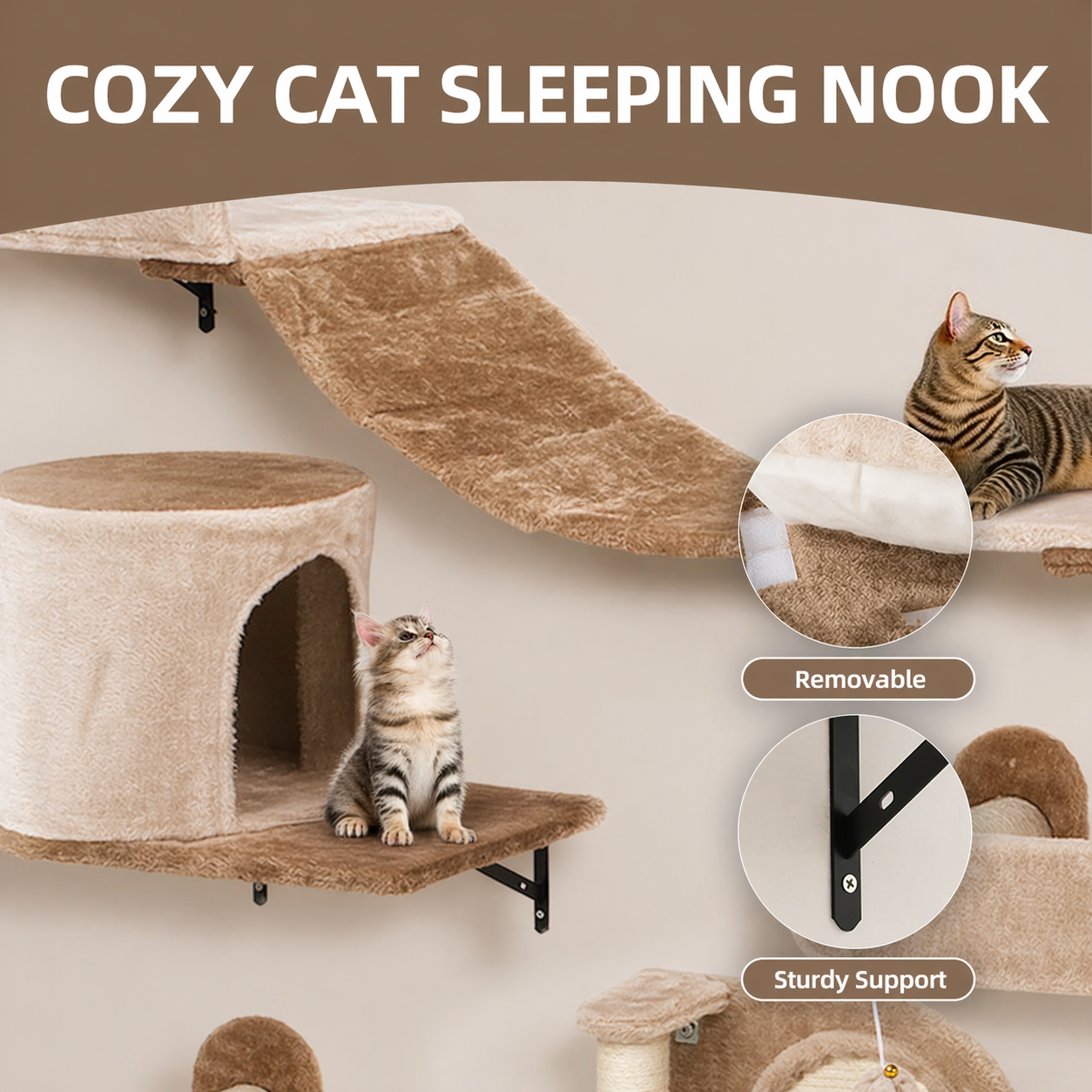 Balconera 11-Piece Cat Climbing Wall Set With House And Scratching Post