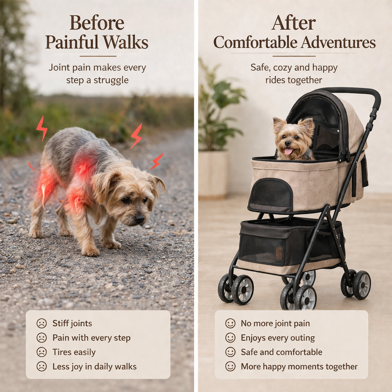 Foldable Pet Stroller 4-Wheel Dog Travel Pushchair With Storage Basket