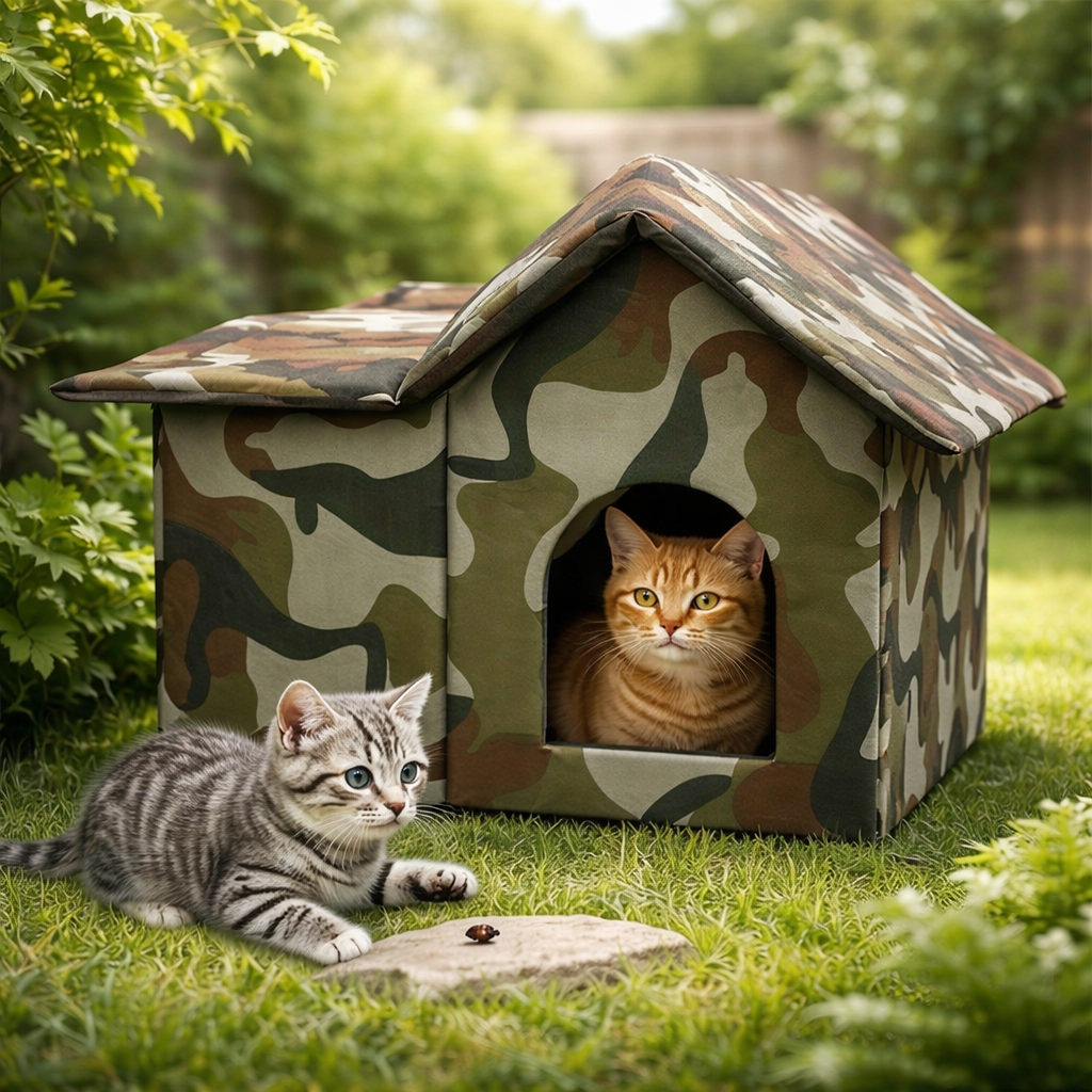Oxford Cloth Cat House - Weatherproof Pet Cave Bed For Indoor Outdoor