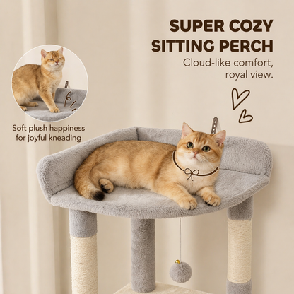 PawHut 170cm Cat Tower Scratching Post With Cave And Plush Balls